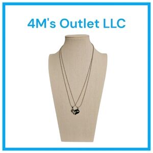 2 pc set Love Heart Couple Pendant Necklace - Joining Love 4 Ever